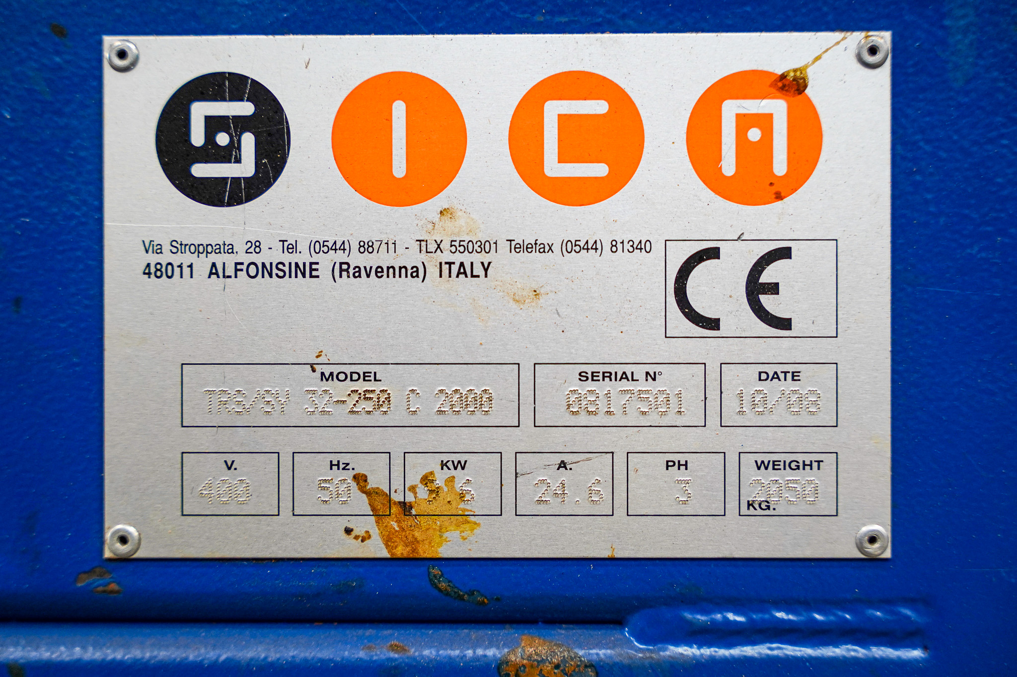 Plastima Used Machinery - Downsteam Plastic Extrusion SICA TRS-SY 32-250 C 2000 2008 Type Serie nr Brand Plate