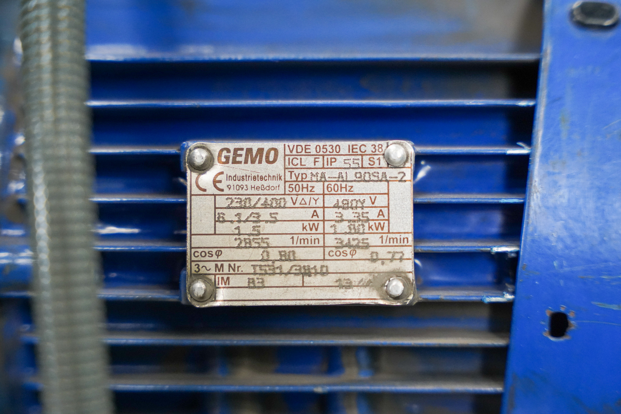 Plastima Used Machinery - Plastic Extrusion Hans Weber NE 7 048 Engine Motor Type Serie nr Brand Plate