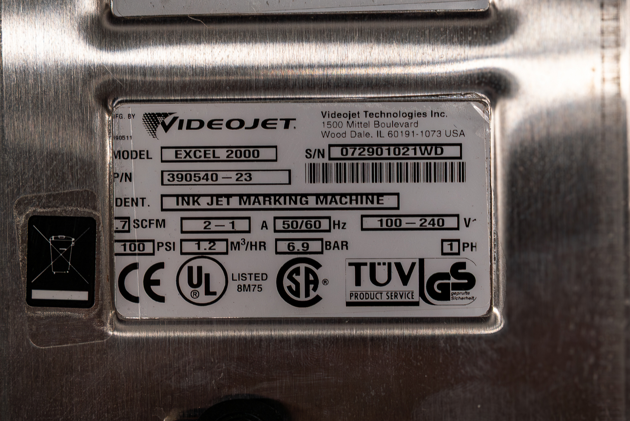 Plastic Peripheral Videojet Excel 2000 Inkt jet marking machine Plastima Used Machinery 07